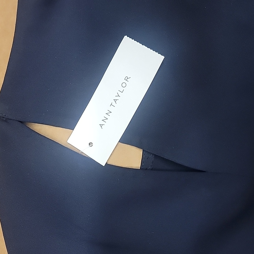 Ann Taylor Chiffon Bubble Sleeve Midi Casual Cocktail Blue Dress New With Tags! - Picture 5 of 5